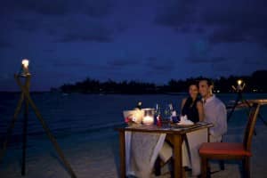 Beach dinner at Constance Belle Mare Plage, Mauritius