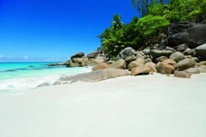 Beach at Constance Lemuria, Seychelles