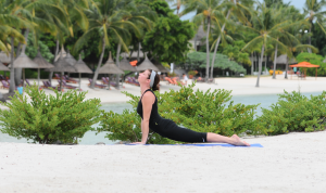 Yoga on the beach: Mimi Spencer