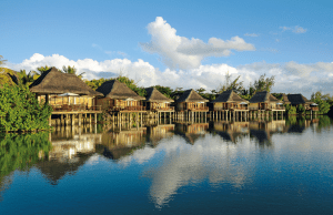 The luxurious suites on stilts, overlooking the lagoon at Constance Le Prince Maurice