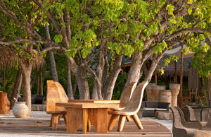 Delicately wood carved furniture in the Maldives