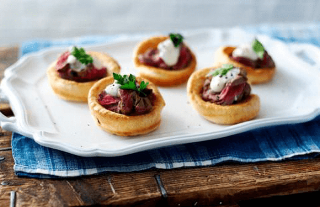 luxury party food: mini yorkshire pudding