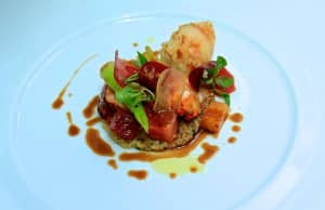 A Serge Vieira creation: Lobster Medallion with a beetroot salad
