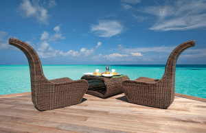 a breakfast on the deck at Constance Moofushi Maldives