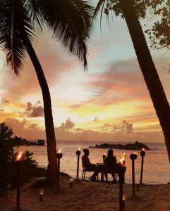Romantic sunset dinner at Constance Ephelia Seychelles