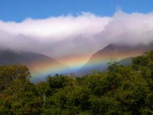 Rainbow over Madagascan rainforests